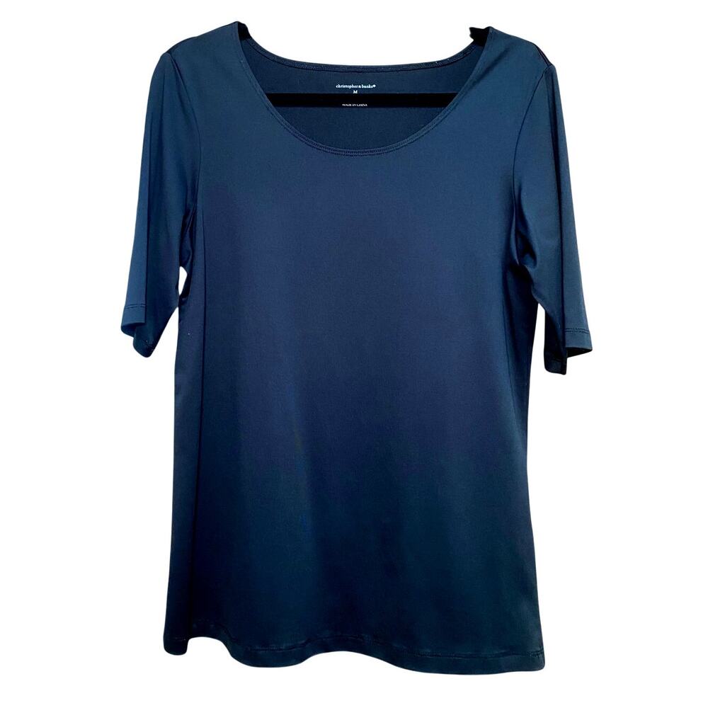 Christopher Banks - Black Half Sleeve Scoop Neck Blouse